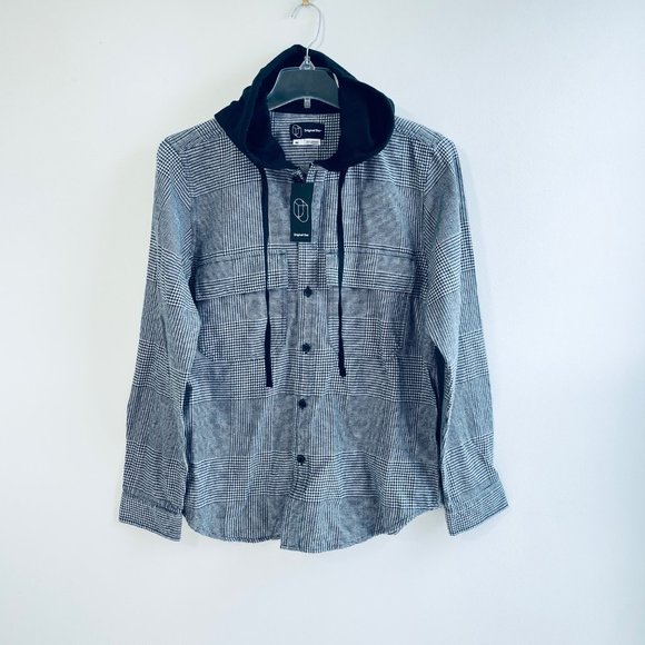 Original Use Mens Medium Long Sleeve Button Down Shirt Hoodie Plaid Soft Adult - Picture 9 of 9